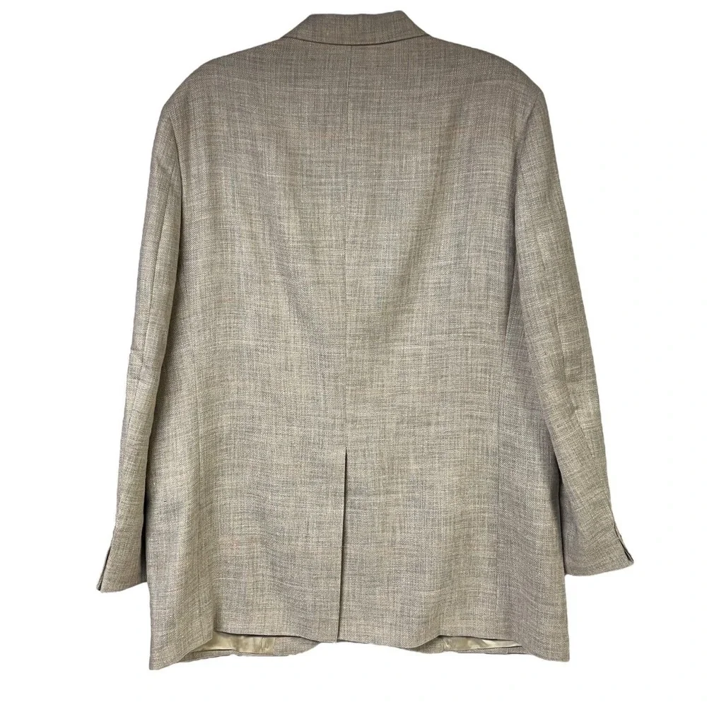 Vintage PBM Blazer Sport Coat‎ Light Beige Plaid Textured Classic Professional